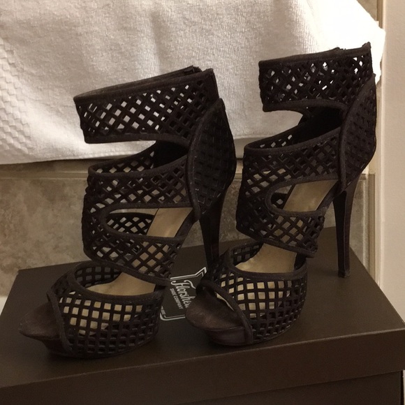 Brown Nyla peep toe shoes - Picture 4 of 5